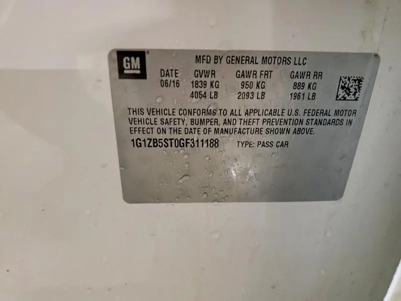 2016 CHEVROLET MALIBU LS  