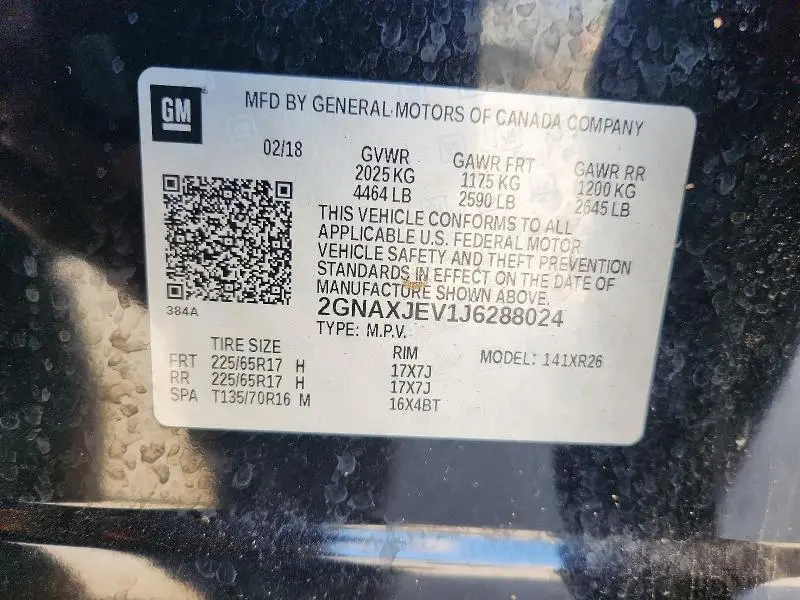 2018 CHEVROLET EQUINOX LT  