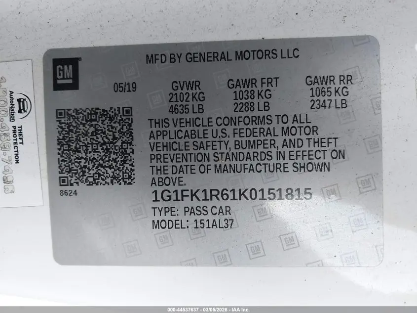 2019 CHEVROLET CAMARO ZL1