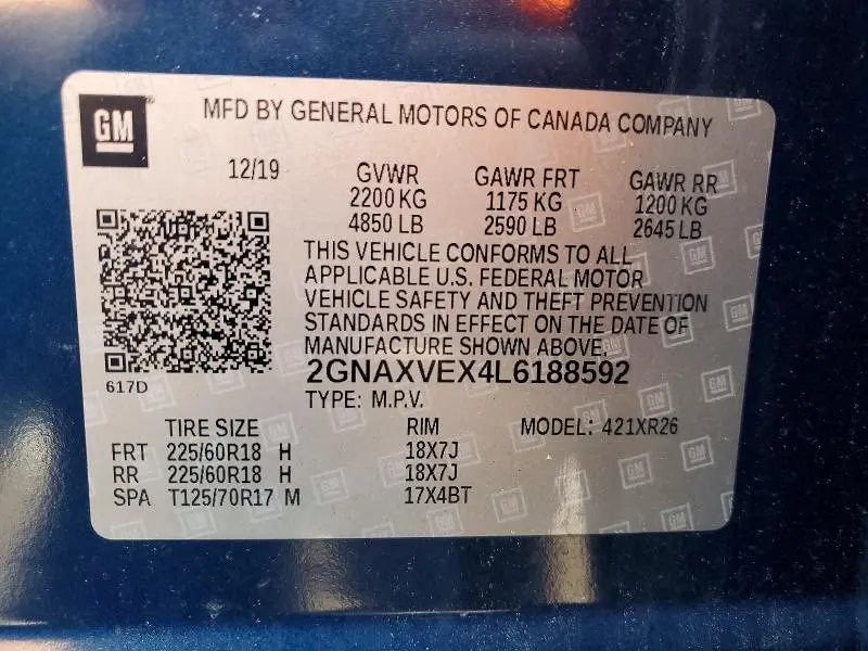 2020 CHEVROLET EQUINOX LT  