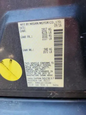 2017 NISSAN ALTIMA 2.5  