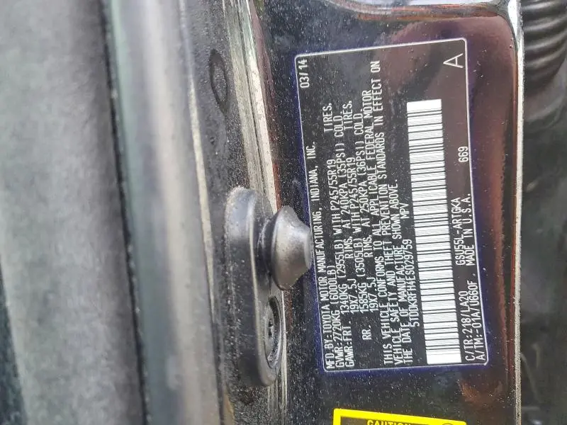 2014 TOYOTA HIGHLANDER LIMITED PLATINUM  