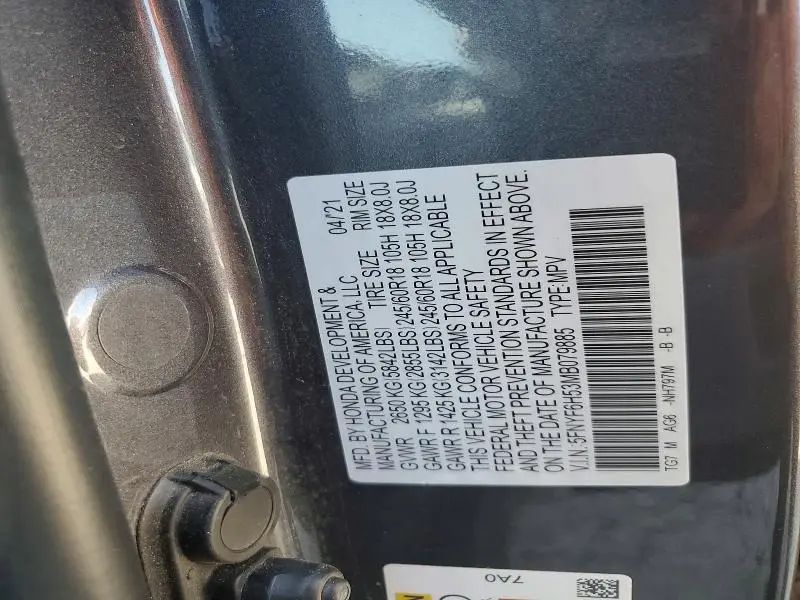 2021 HONDA PILOT EXL  