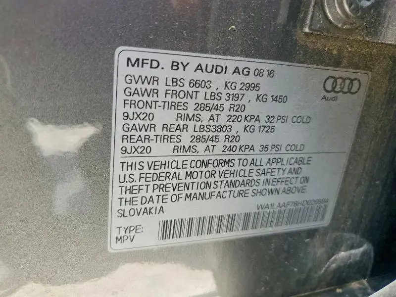 2017 AUDI Q7 PREMIUM PLUS  