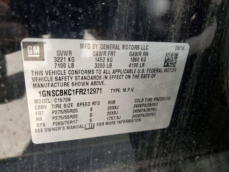 2015 CHEVROLET TAHOE C1500 LT  