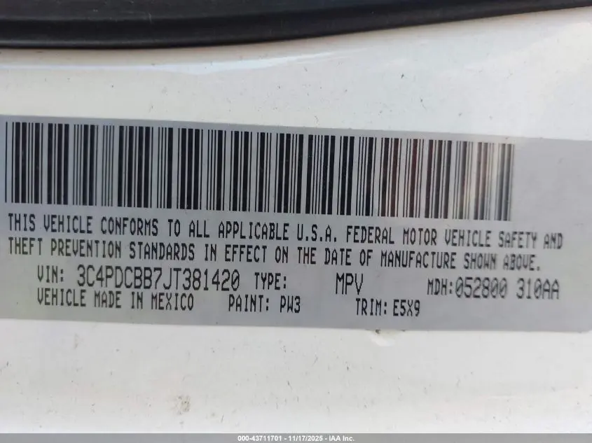 2018 DODGE JOURNEY SXT