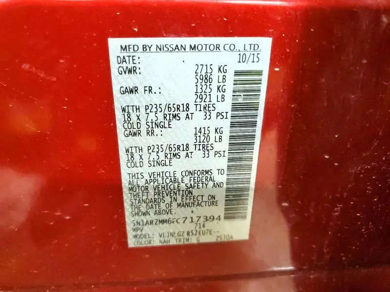 2015 NISSAN PATHFINDER S  