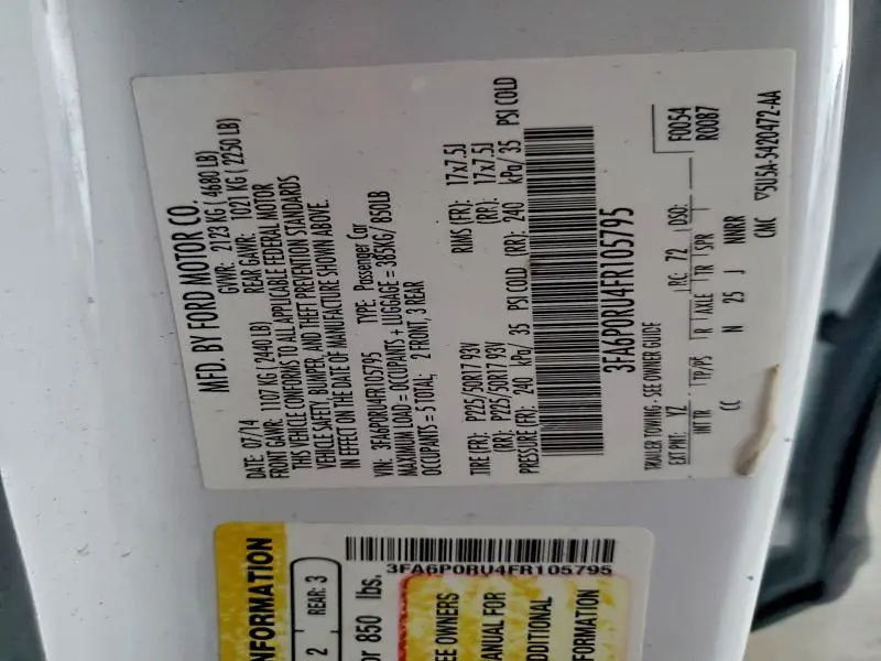 2015 FORD FUSION TITANIUM HEV  