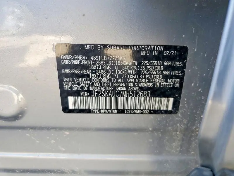 2021 SUBARU FORESTER LIMITED  