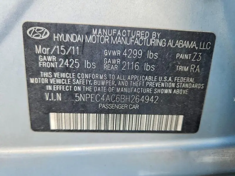 2011 HYUNDAI SONATA LIMITED  