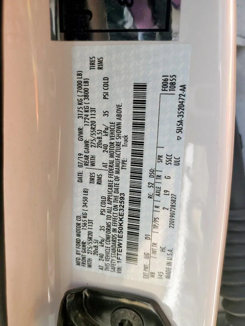 2019 FORD F150 SUPERCREW  