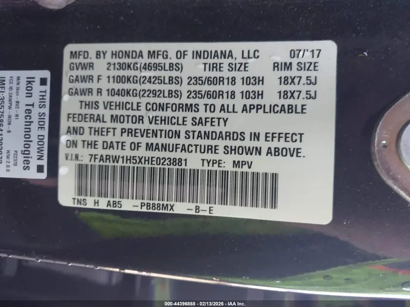 2017 HONDA CR-V EX