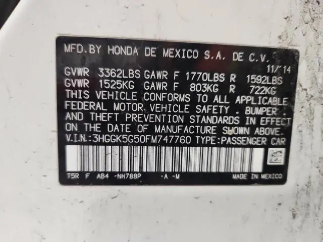 2015 HONDA FIT LX  