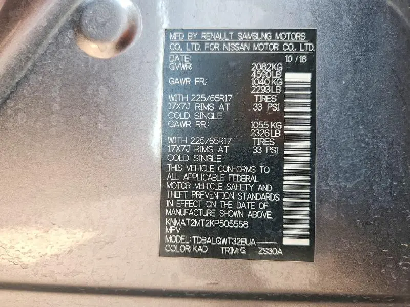 2019 NISSAN ROGUE SV  