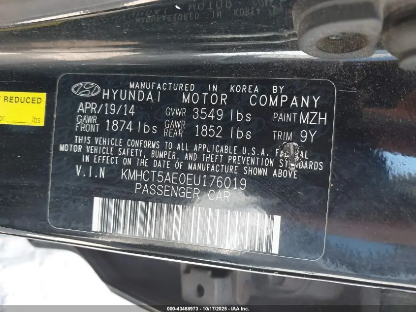 2014 HYUNDAI ACCENT GS