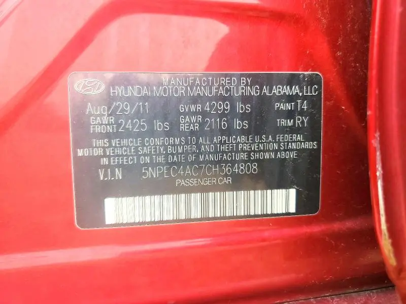 2012 HYUNDAI SONATA SE  