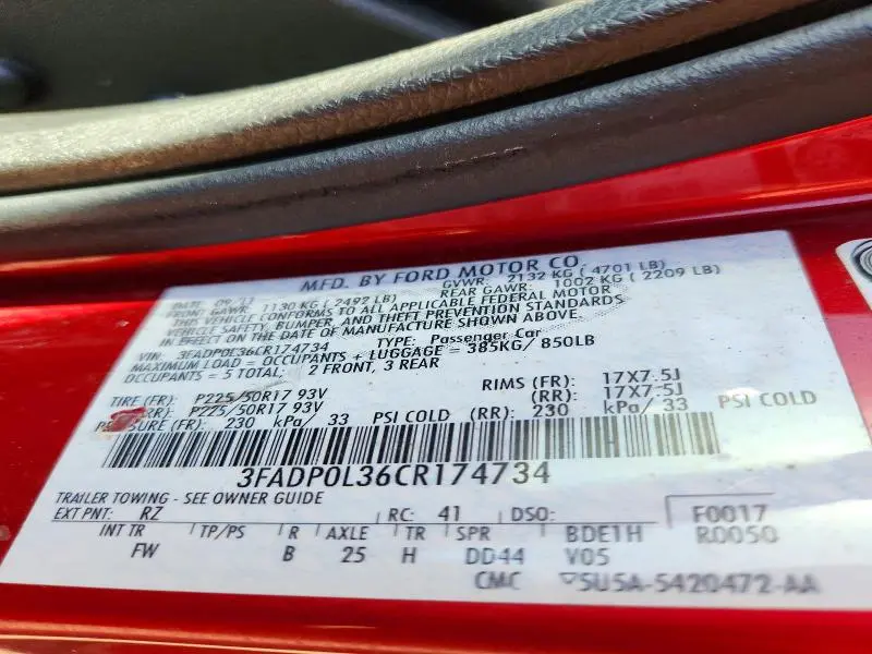 2012 FORD FUSION HYBRID  