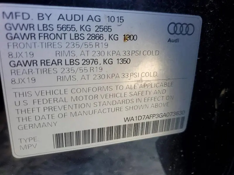 2016 AUDI Q5 PREMIUM PLUS S-LINE  