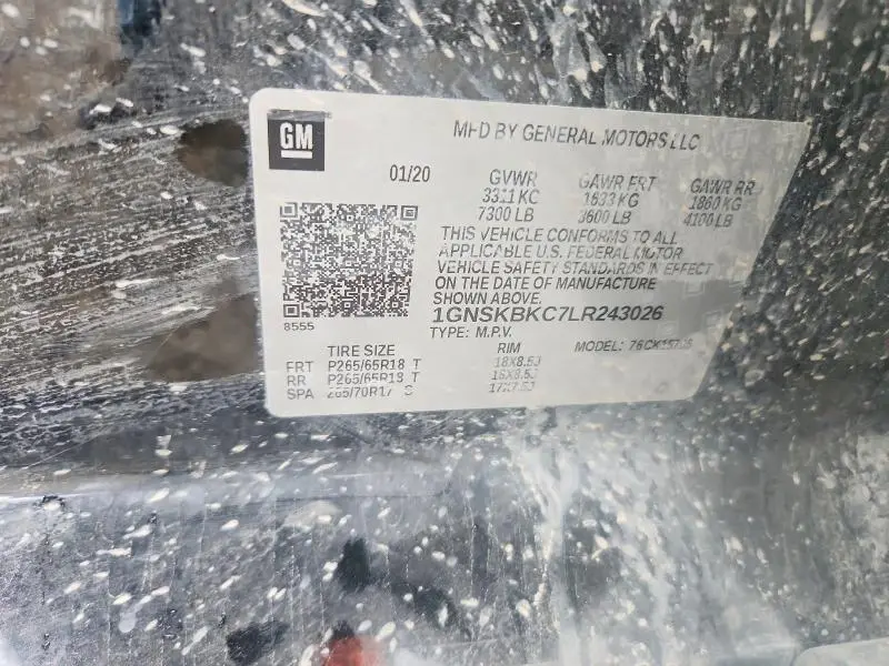 2020 CHEVROLET TAHOE K1500 LT  