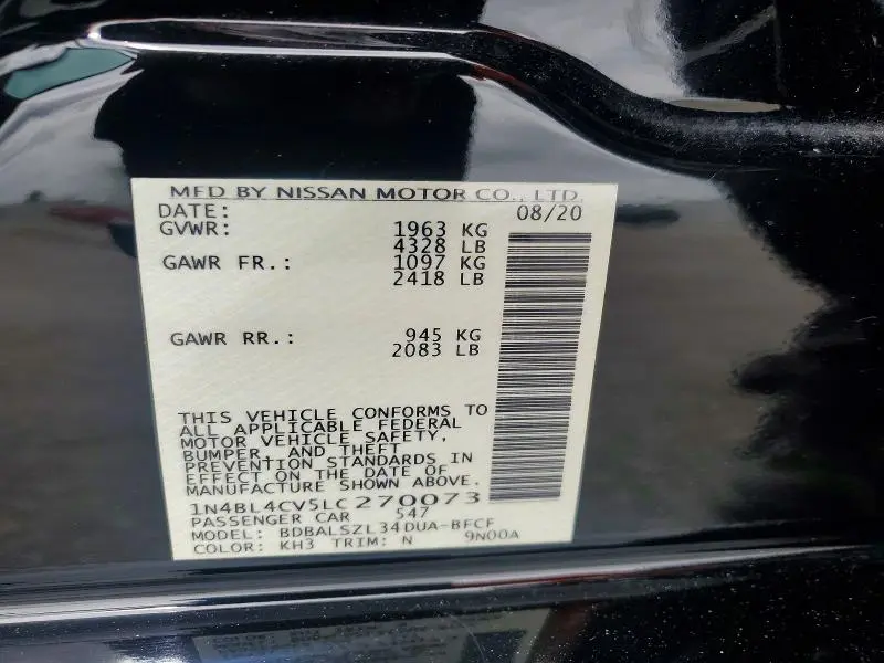 2020 NISSAN ALTIMA SR  