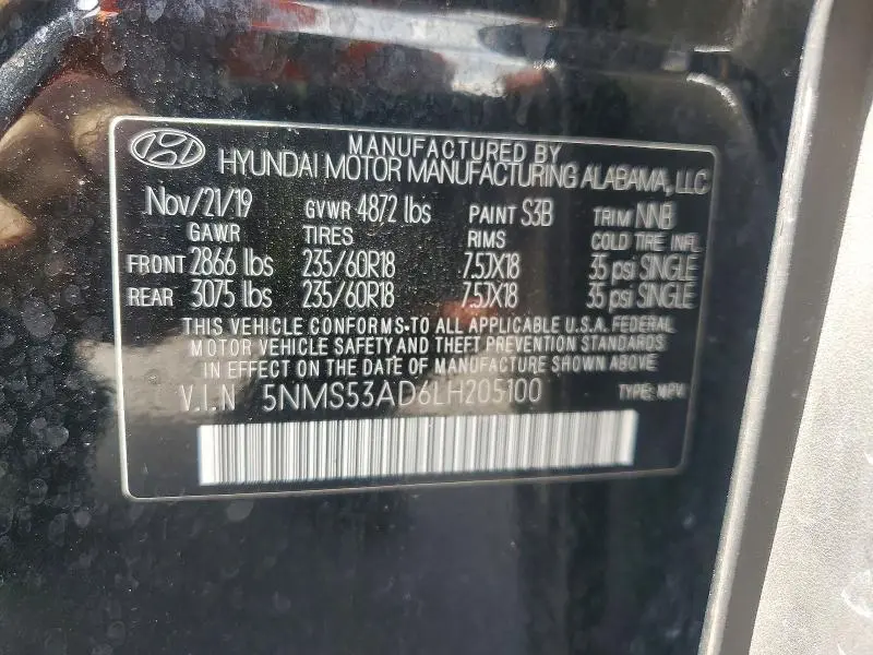 2020 HYUNDAI SANTA FE LIMITED  