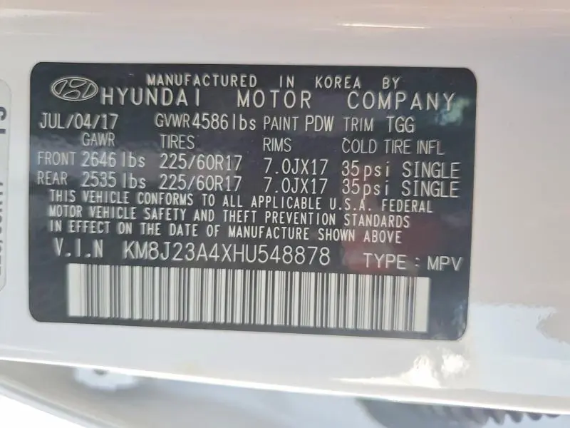 2017 HYUNDAI TUCSON SE  