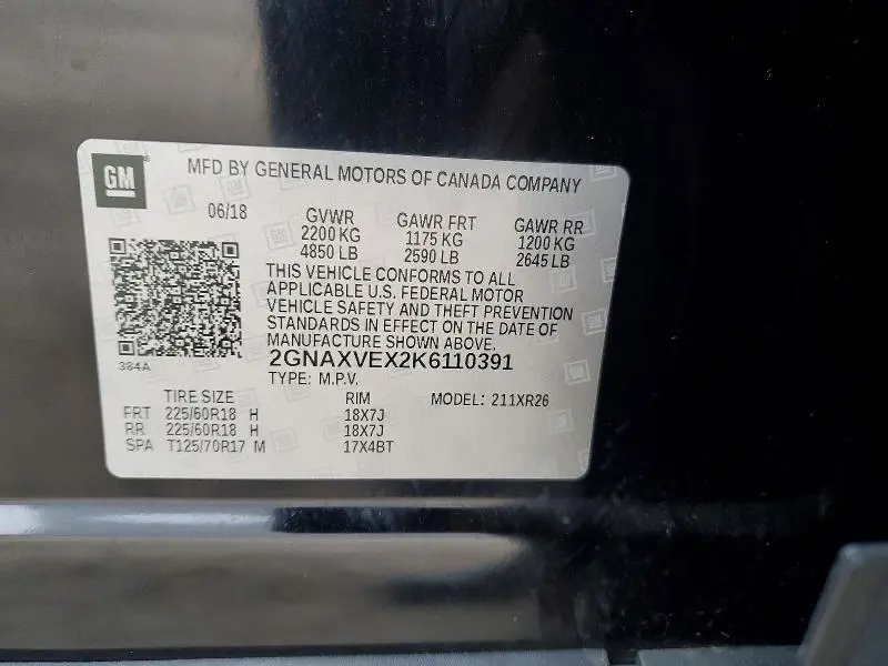 2019 CHEVROLET EQUINOX LT  