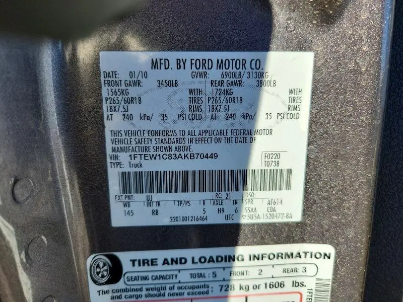 2010 FORD F150 SUPERCREW  