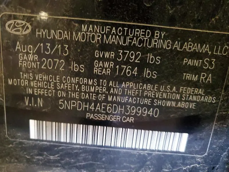2013 HYUNDAI ELANTRA GLS  