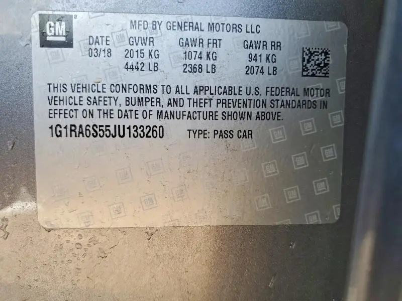 2018 CHEVROLET VOLT LT  