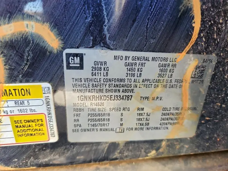 2014 CHEVROLET TRAVERSE LT  