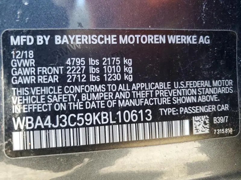 2019 BMW 430XI GRAN COUPE  