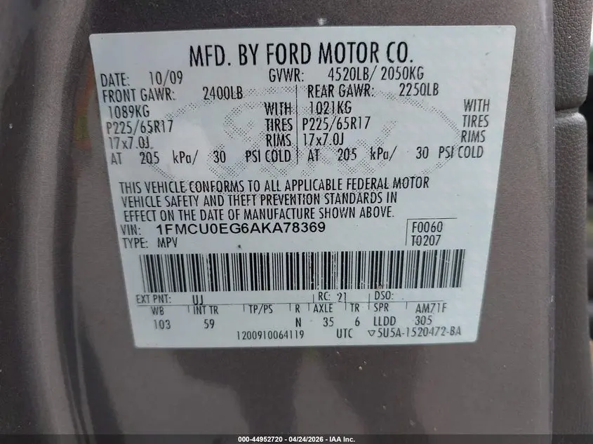 2010 FORD ESCAPE LIMITED
