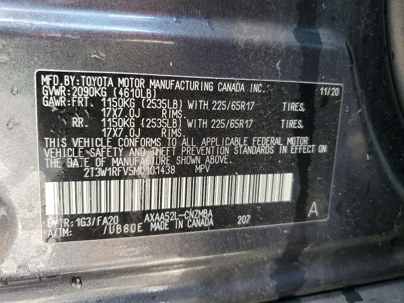 2021 TOYOTA RAV4 XLE  