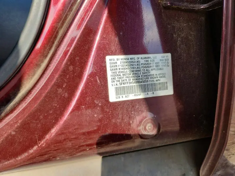 2011 HONDA PILOT EXL  