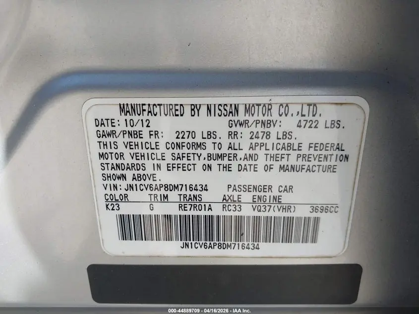 2013 INFINITI G37 JOURNEY