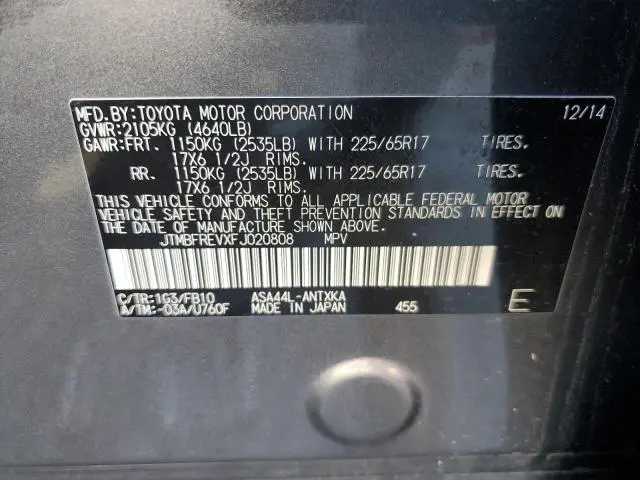 2015 TOYOTA RAV4 LE  