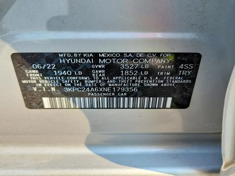 2022 HYUNDAI ACCENT SE  