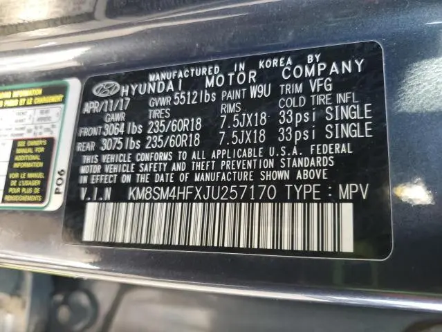 2018 HYUNDAI SANTA FE SE  