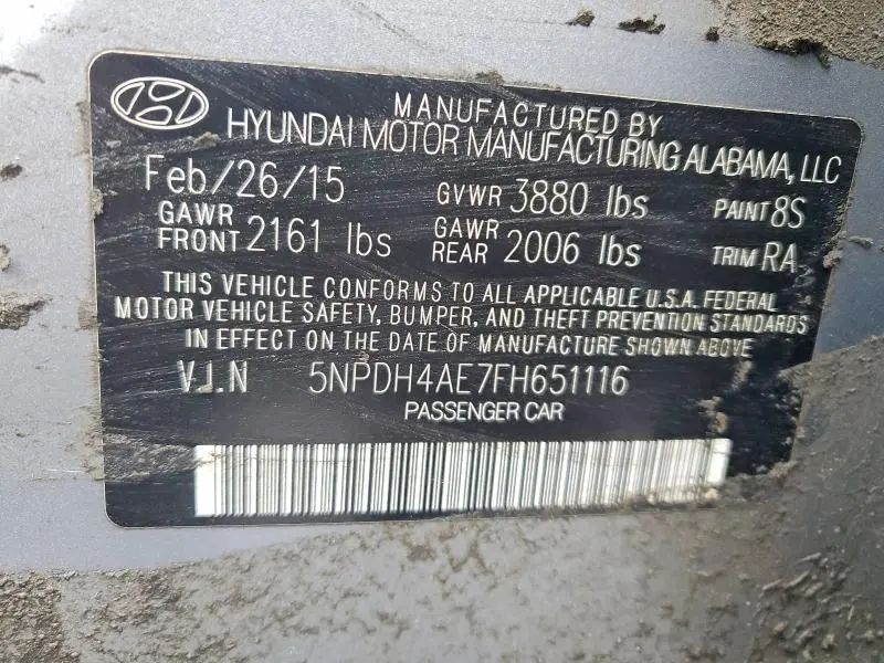 2015 HYUNDAI ELANTRA SE  