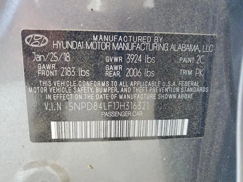 2018 HYUNDAI ELANTRA SEL  