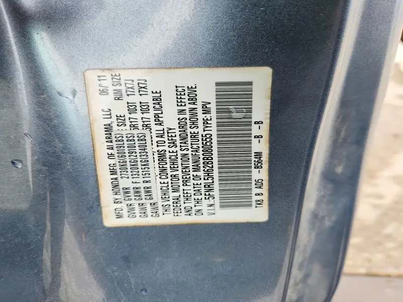 2011 HONDA ODYSSEY EXL  