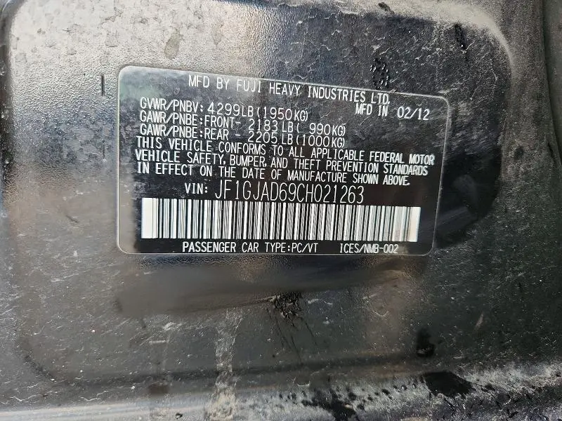 2012 SUBARU IMPREZA PREMIUM  