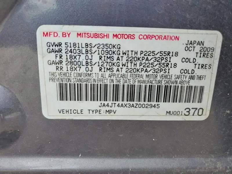 2010 MITSUBISHI OUTLANDER XLS  