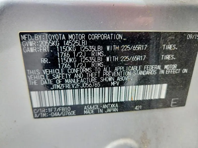 2015 TOYOTA RAV4 LE  
