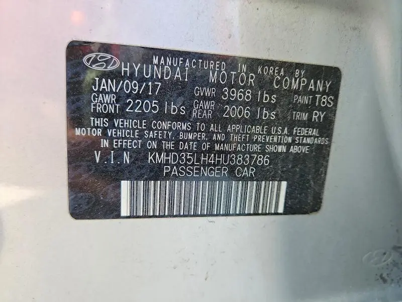 2017 HYUNDAI ELANTRA GT BASE  
