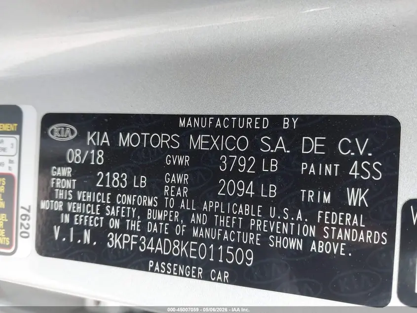 2019 KIA FORTE S