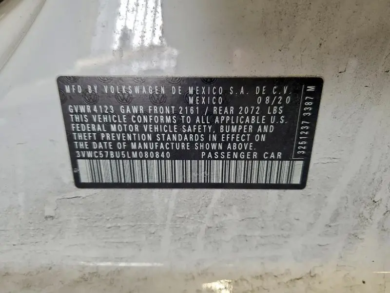 2020 VOLKSWAGEN JETTA S  