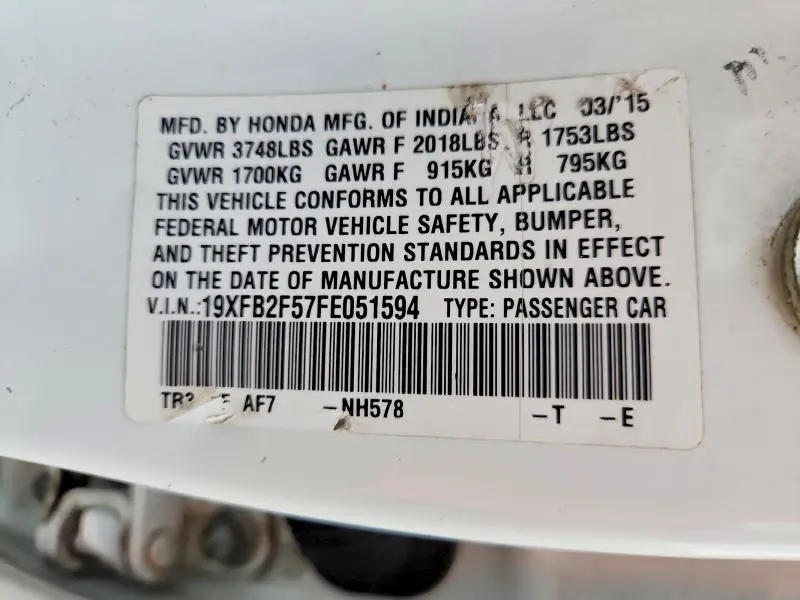 2015 HONDA CIVIC LX  