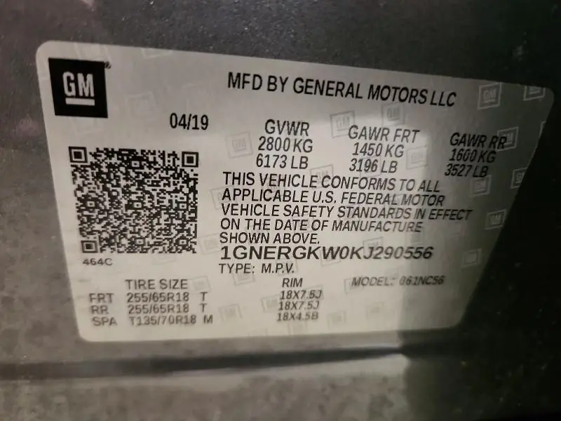 2019 CHEVROLET TRAVERSE LT  